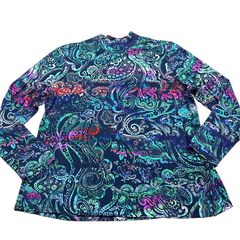 FDJ FRENCH DRESSING JEANS: Mock Neck Long Sleeve Top In Delft Prismatic Size XXL - Picture 5 of 10